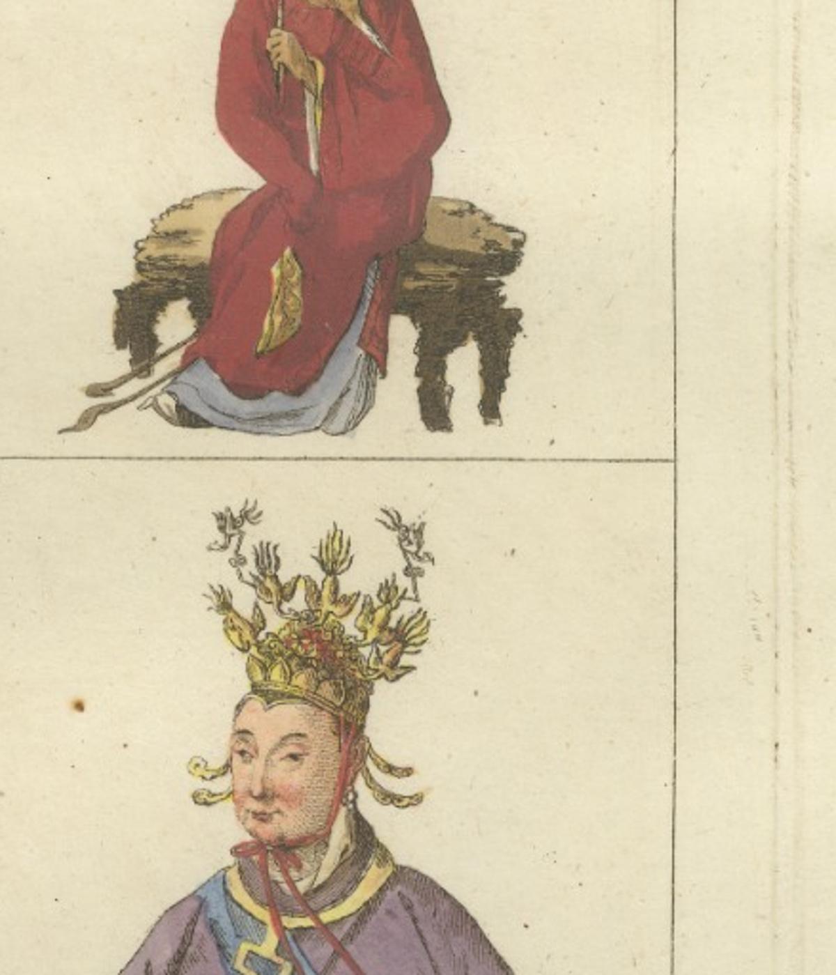 Antique Chinese Portraits Print – Confucius & Early Emperors, Ferrario, 1815
