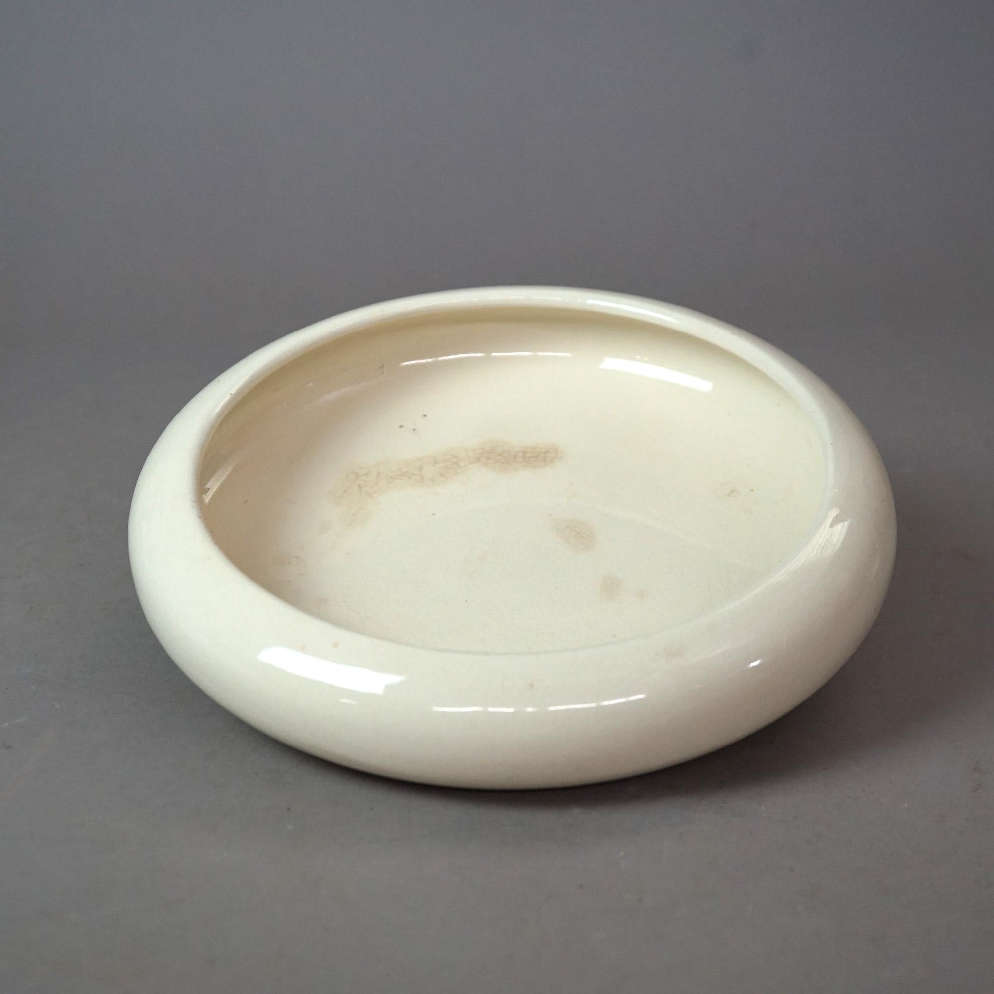 20th Century Antique Chinese Pottery Glazed & Footed Low Bowl Circa 1920 For Sale