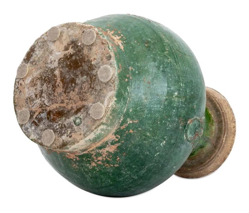 Smaltato Ceramiche cinesi antiche  Vaso Hu smaltato di verde in vendita