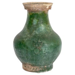 Antique Chinese pottery  Green-Glazed Hu Vase