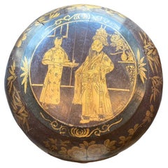 Antique Chinese Presentation Lacquered and Gold Leaf Gift Box