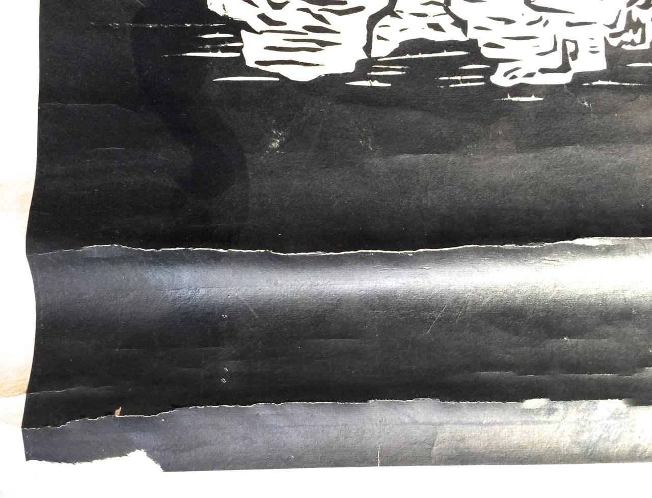 Antikes chinesisches bedrucktes Tintenrohr von Panthaka Arhat, (scroll montiert) (Papier) im Angebot