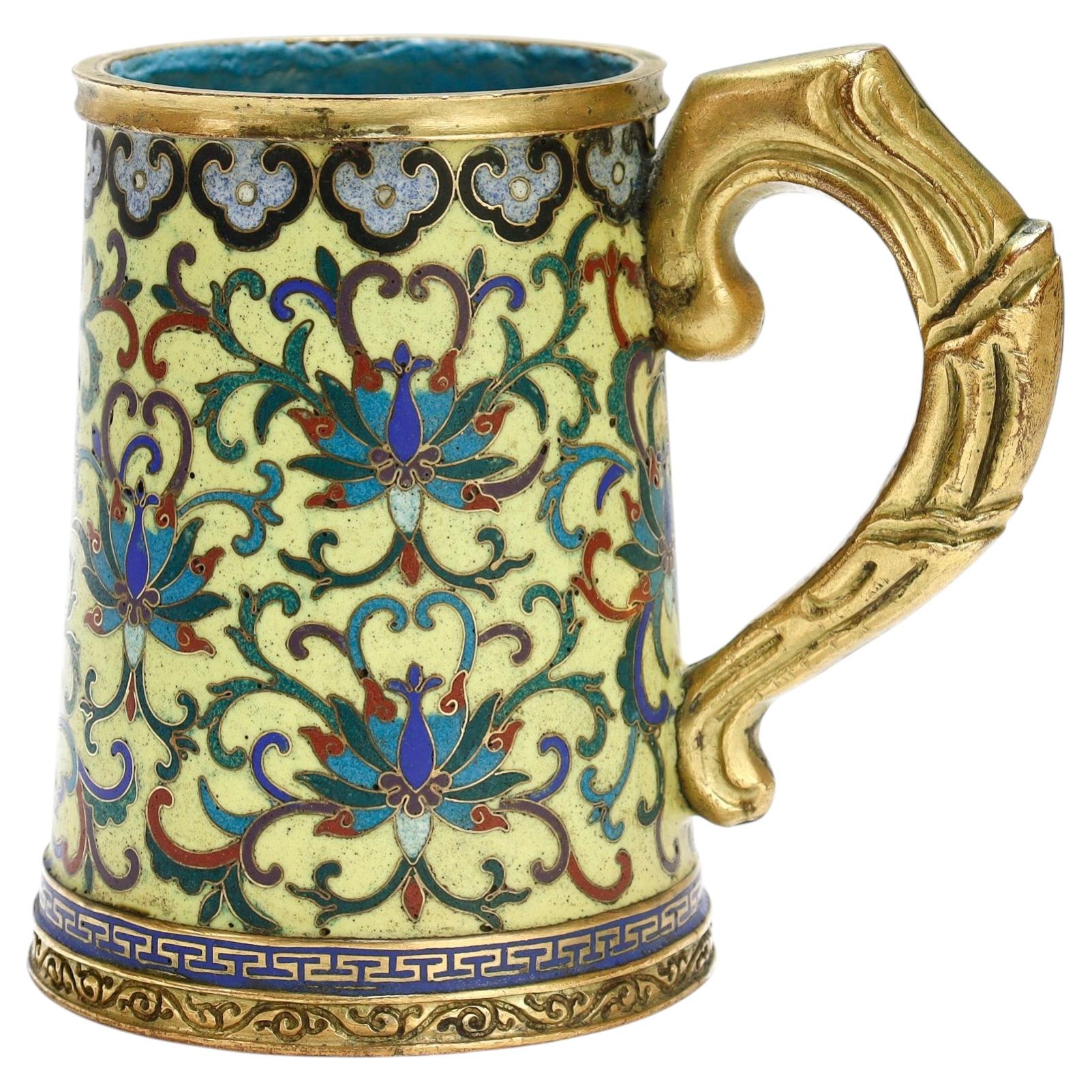 Antique Chinese Qianlong Period Cloisonné Enamel Mug or Tankard