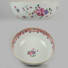 Antique Chinese Qianlong Period Famille Rose Bowl Qing Lowestoft, 18th Century