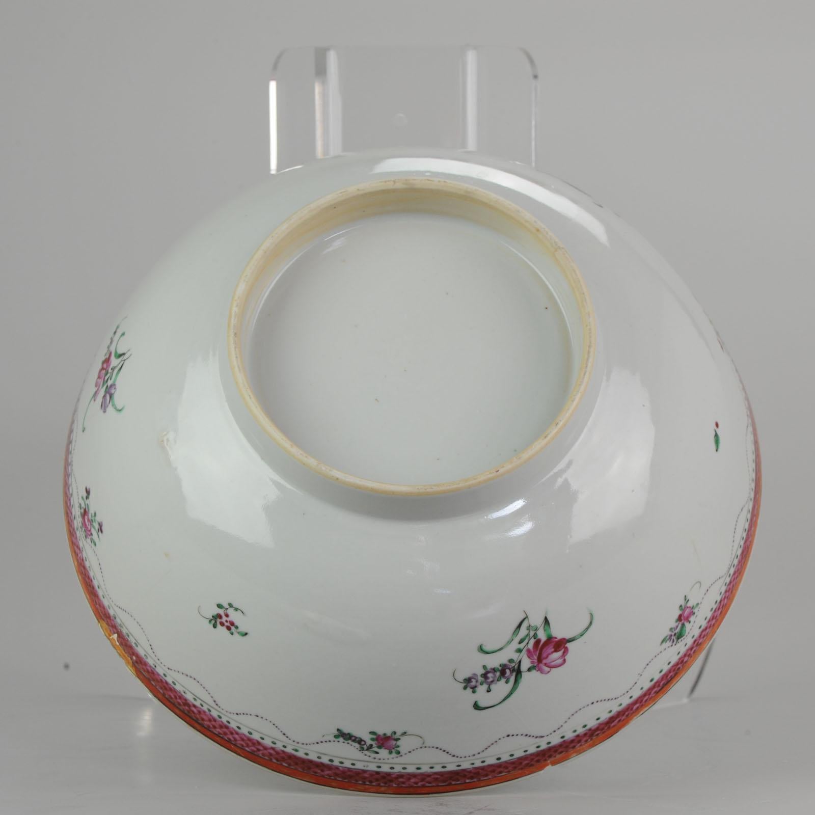 Antike chinesische Famille-Rosenschale aus der Qianlong-Periode, Qing Lowestoft, 18. Jahrhundert (Qing-Dynastie) im Angebot