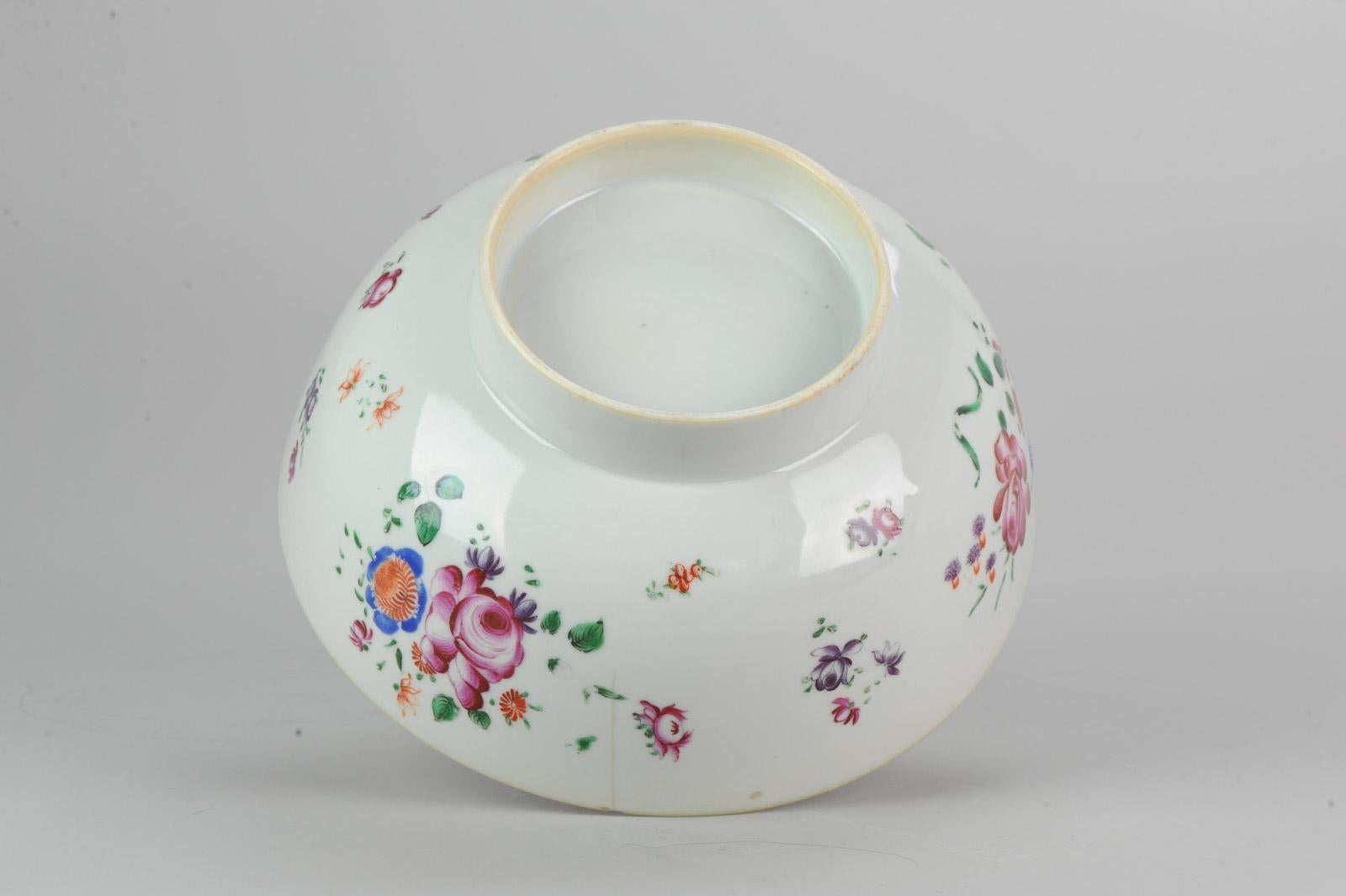 19th Century Antique Chinese Qianlong Period Famille Rose Bowl Qing Lowestoft, 18th Century For Sale
