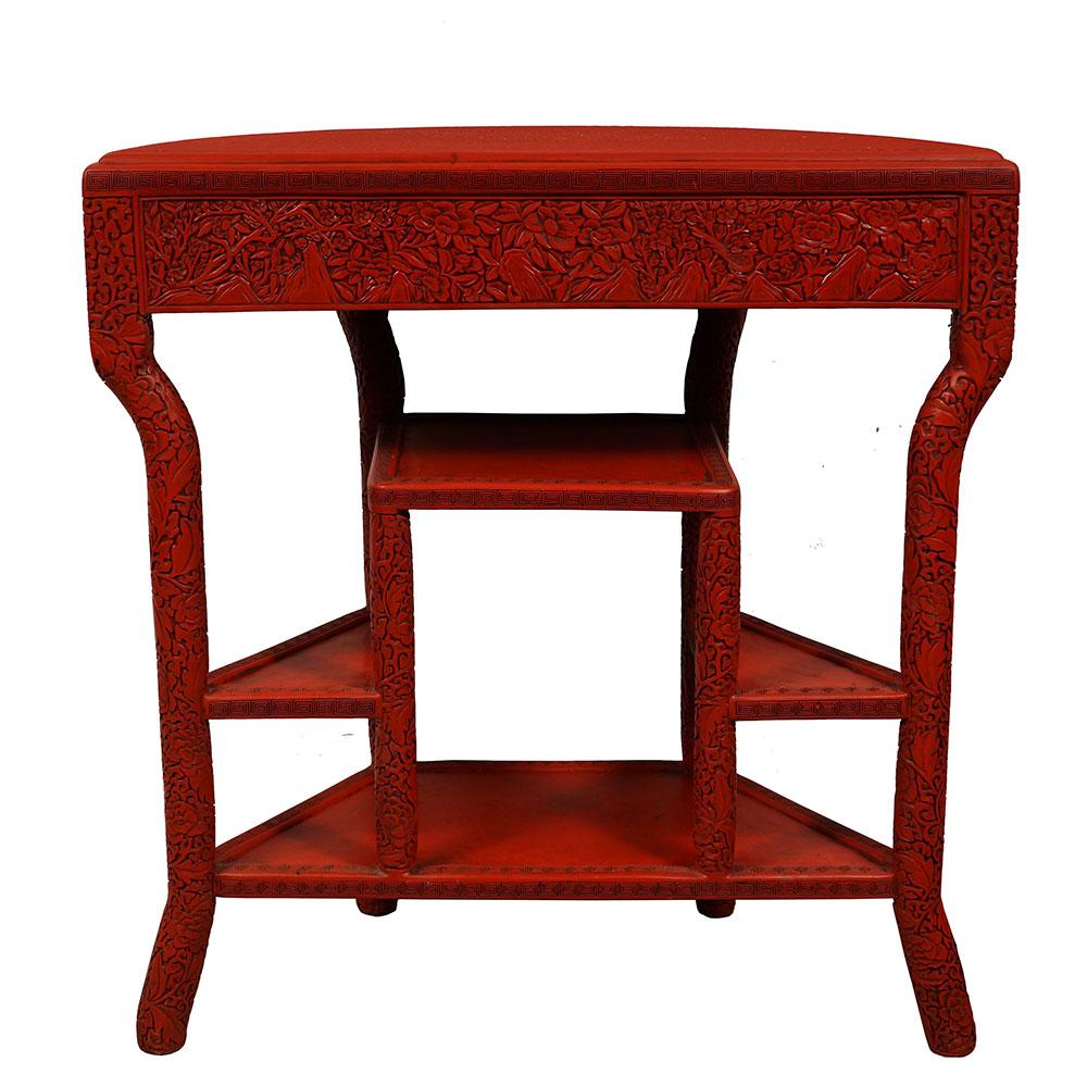 Antique Chinese Qing Cinnabar Lacquer Carved Console Table For Sale 5