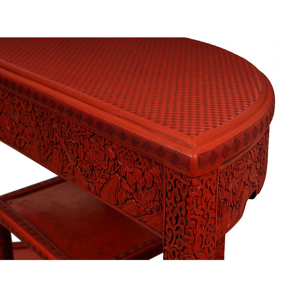 Antique Chinese Qing Cinnabar Lacquer Carved Console Table For Sale 7