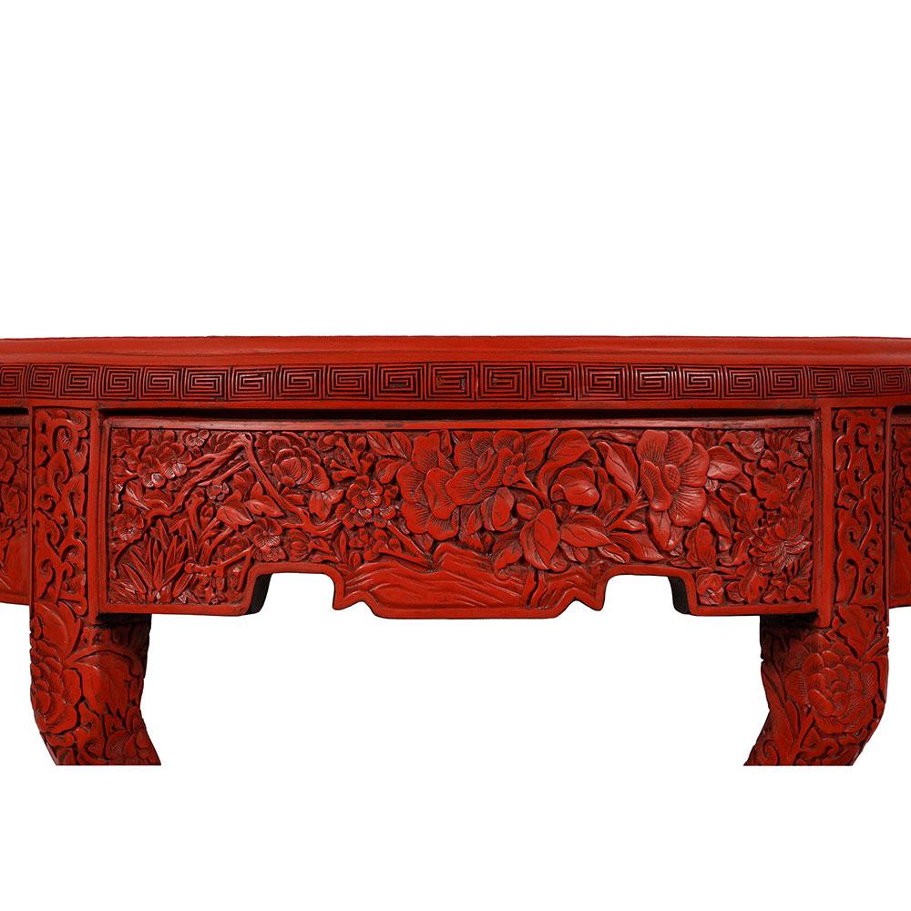 Antique Chinese Qing Cinnabar Lacquer Carved Console Table In Good Condition For Sale In Pomona, CA