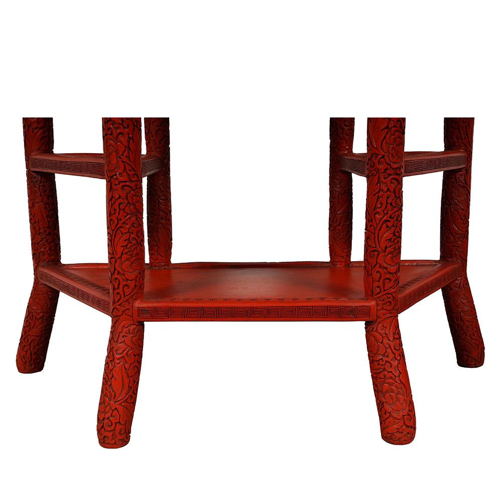 Antique Chinese Qing Cinnabar Lacquer Carved Console Table For Sale 2