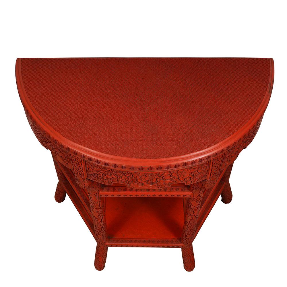 Antique Chinese Qing Cinnabar Lacquer Carved Console Table For Sale 3