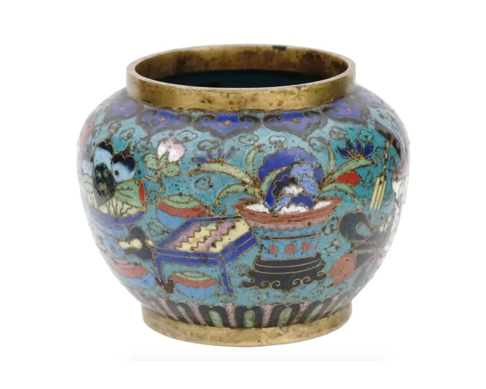 Antike chinesische Qing Cloisonne Miniatur Vase (Meiji-Periode)