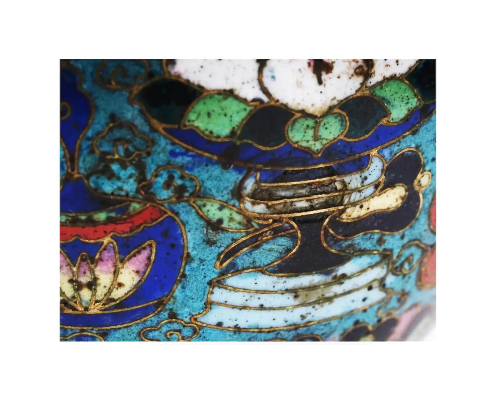 Antike chinesische Qing Cloisonne Miniatur Vase (Kupfer)