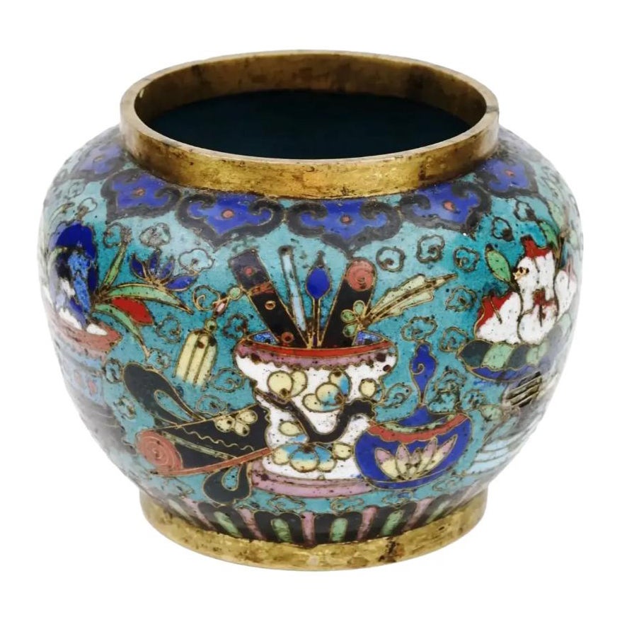 Antique Chinese Qing Cloisonne Miniature Vase