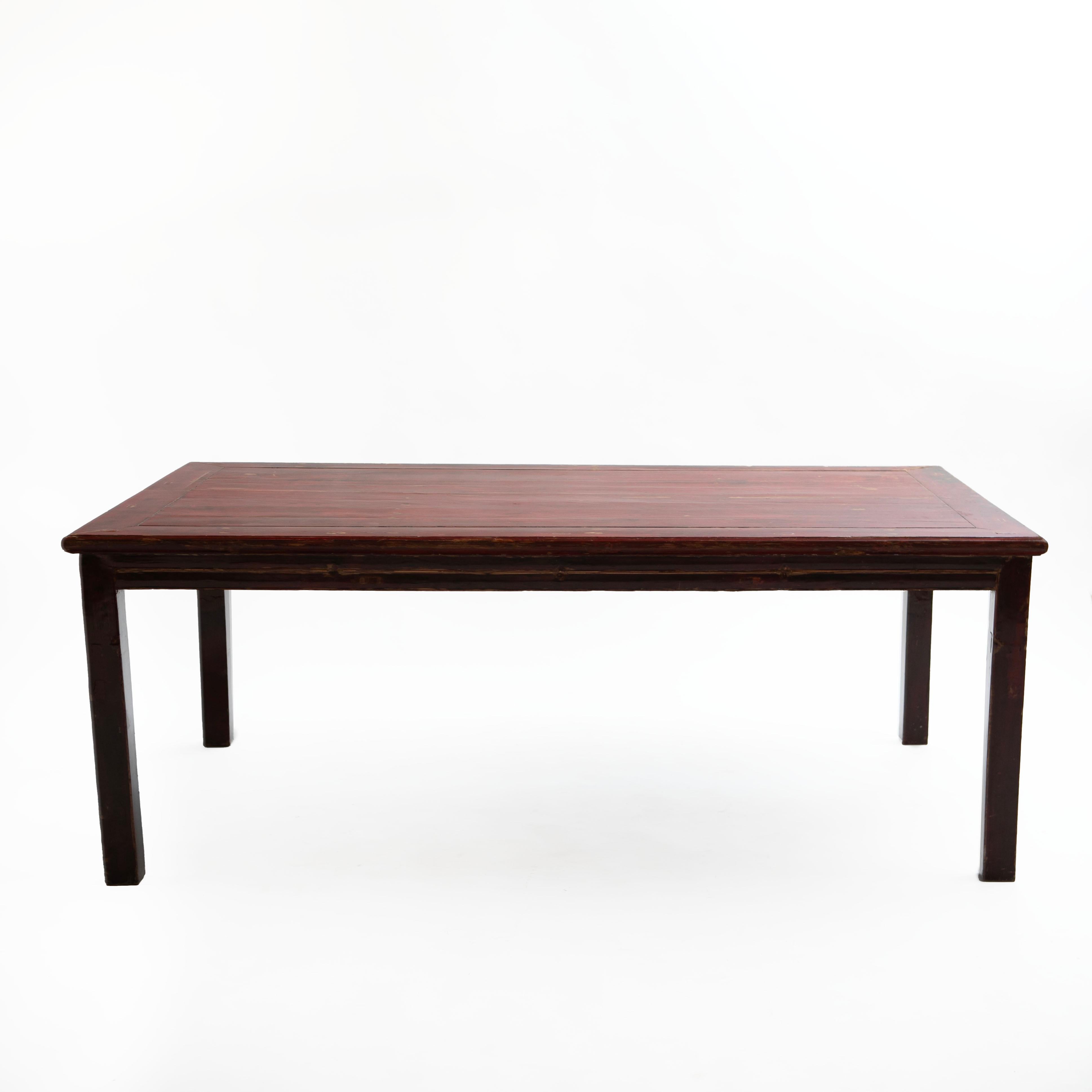 Lacquered Dinning Table with Original Burgundy Lacquer For Sale 1