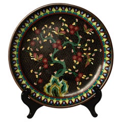Antique Chinese Qing Dynasty 1644-1911 Enamel on Copper Cloisonne Plate Bowl