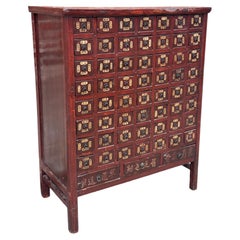Antique Chinese Qing Dynasty 1800's 59-Drawer Apothecary Chest Herb Cabinet 58"H