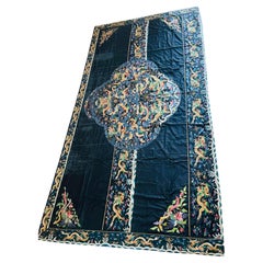 Antique Chinese Qing Dynasty 7 Claw Dragon Altar Textile Embroidered