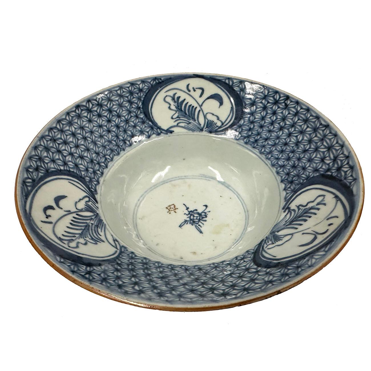 Antique Chinese Qing Dynasty Blue and White Porcelain Bowl For Sale