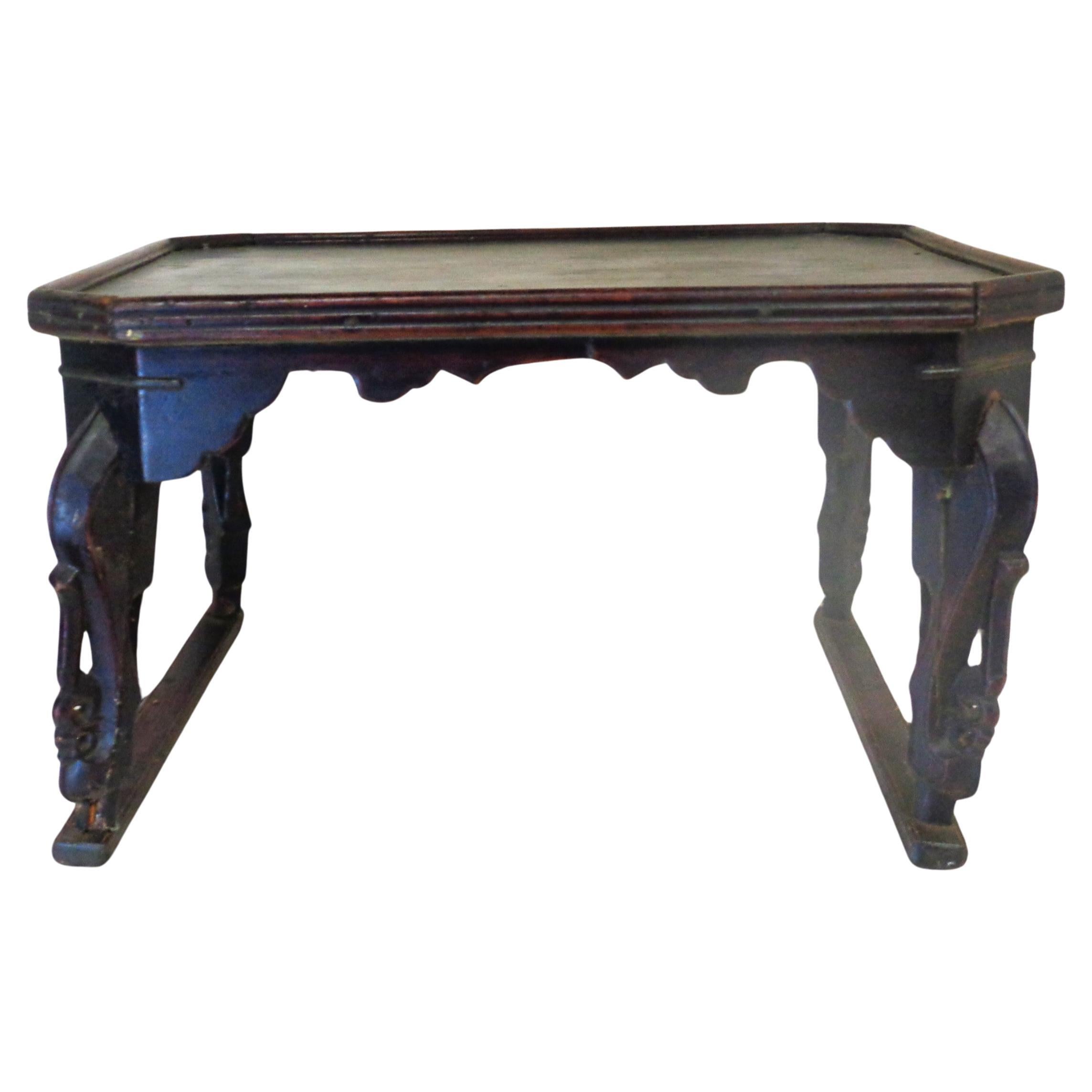Wood Antique Chinese Qing Dynasty Carved Hardwood Tea Stand For Sale