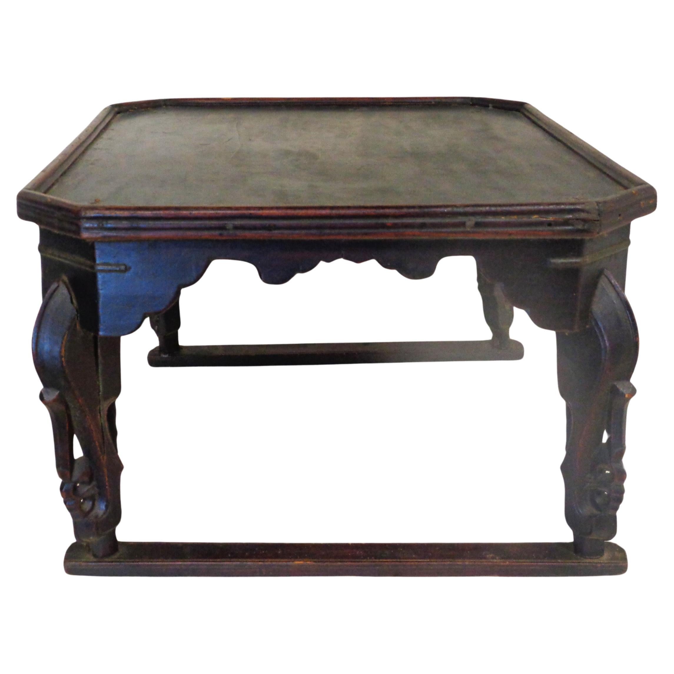Antique Chinese Qing Dynasty Carved Hardwood Tea Stand For Sale
