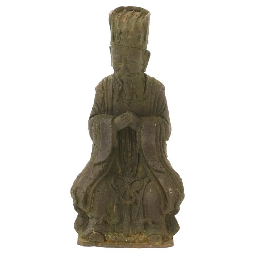 Antique Chinese Qing Dynasty Carved Oud Agarwood Priest Buddha For Sale