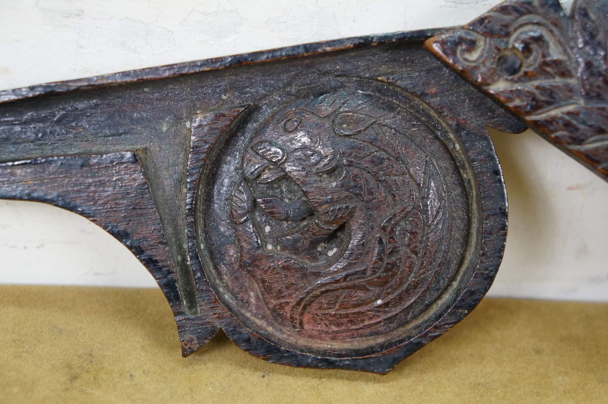 Antique Chinese Qing Dynasty Carved Wood Brass Opium Weight Scale 8