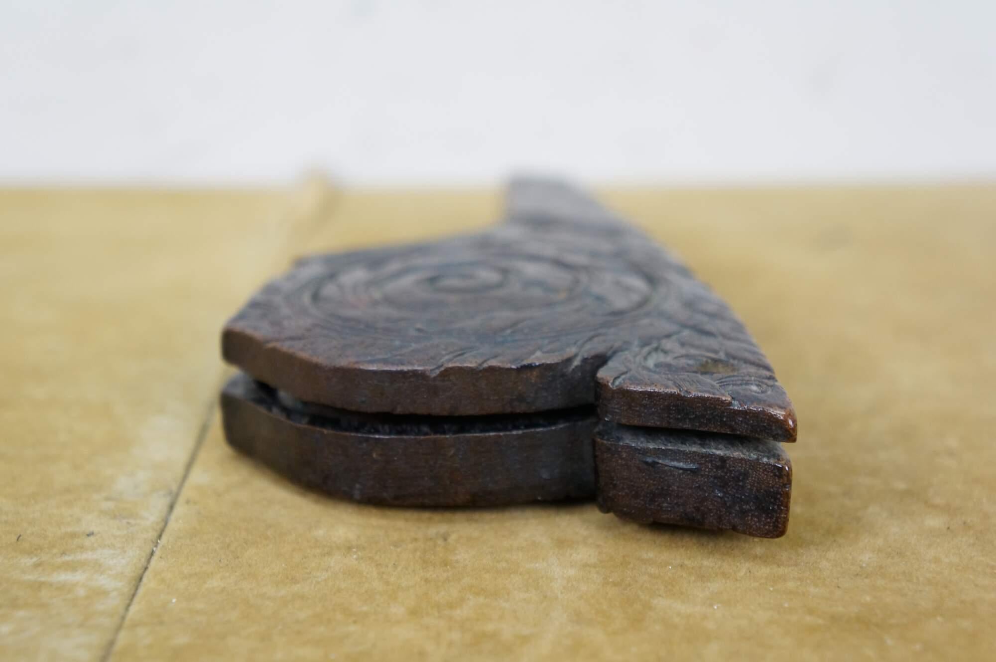 Antique Chinese Qing Dynasty Carved Wood Brass Opium Weight Scale 8