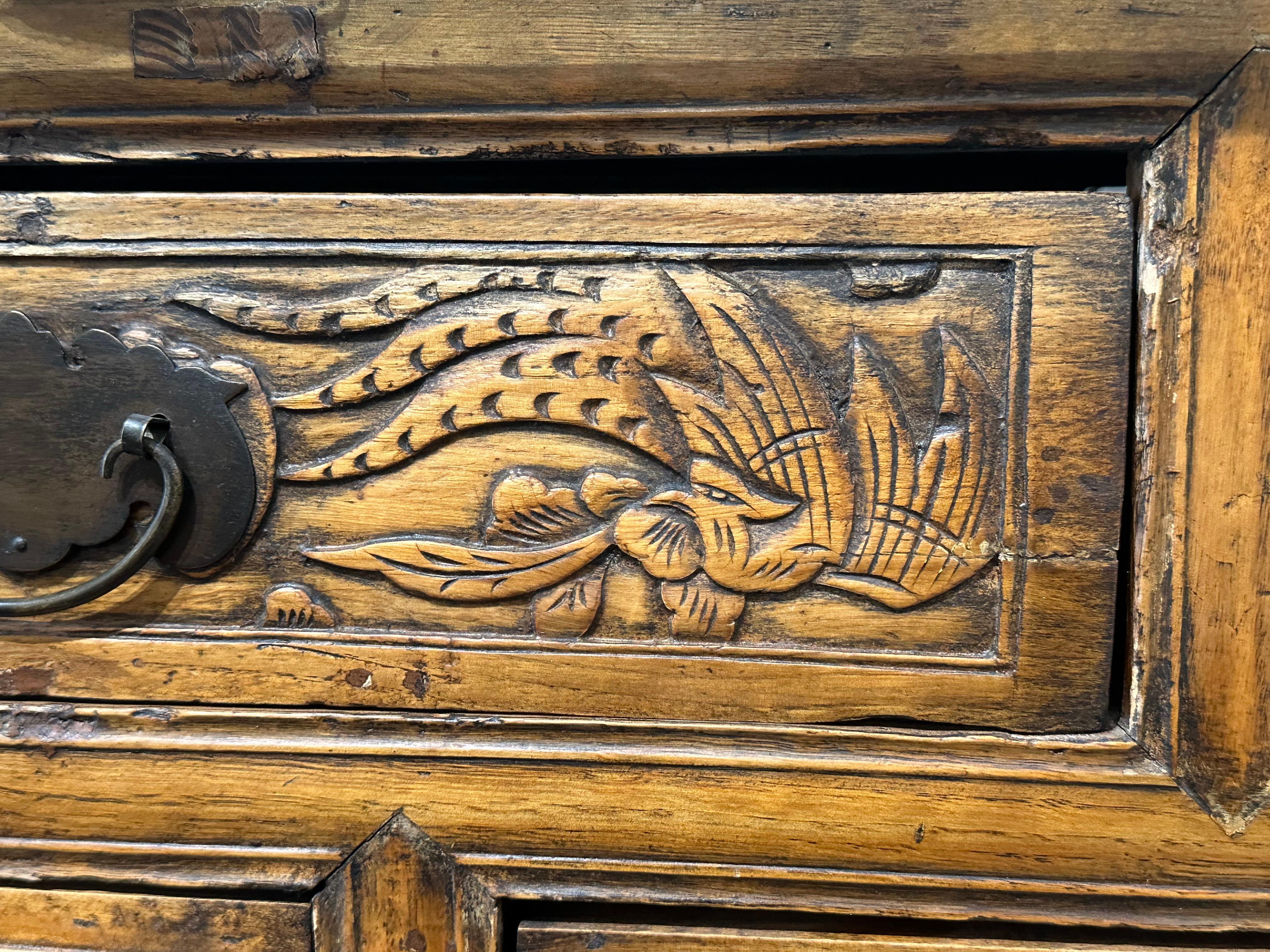 Antigua consola china de la dinastía Qing Mesa Alter tallada 3/4