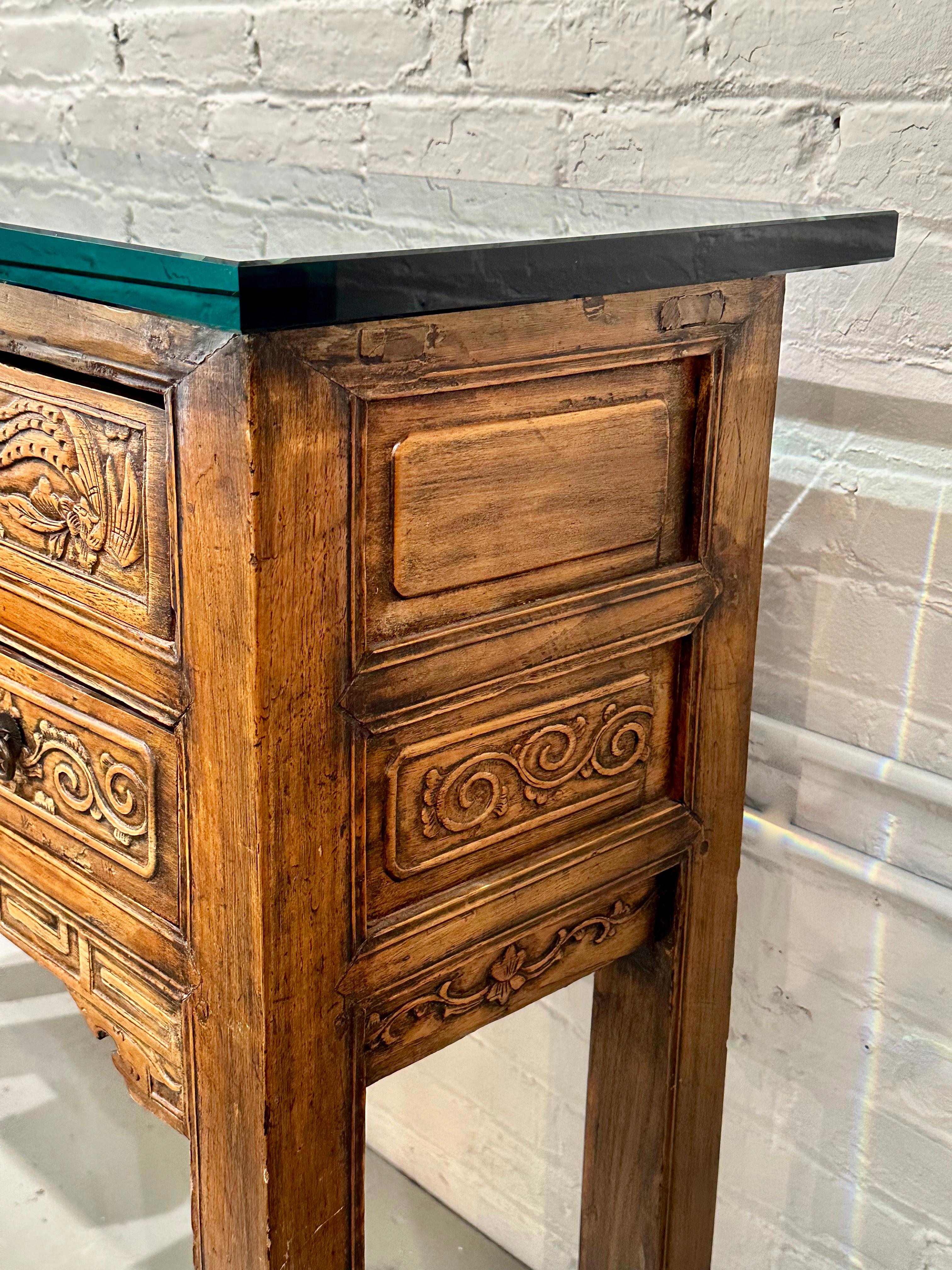Antigua consola china de la dinastía Qing Mesa Alter tallada 3/4
