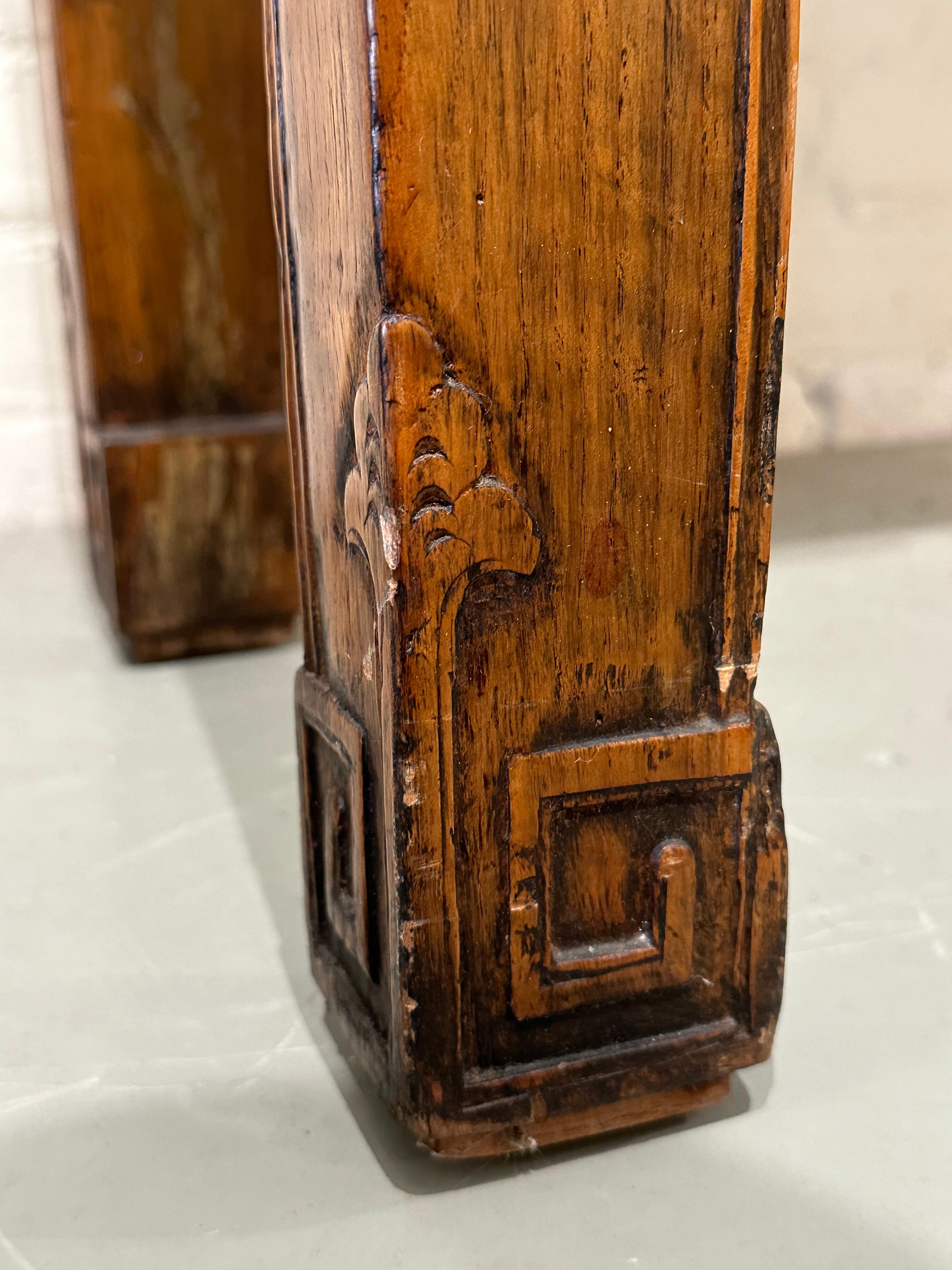Antigua consola china de la dinastía Qing Mesa Alter tallada 3/4