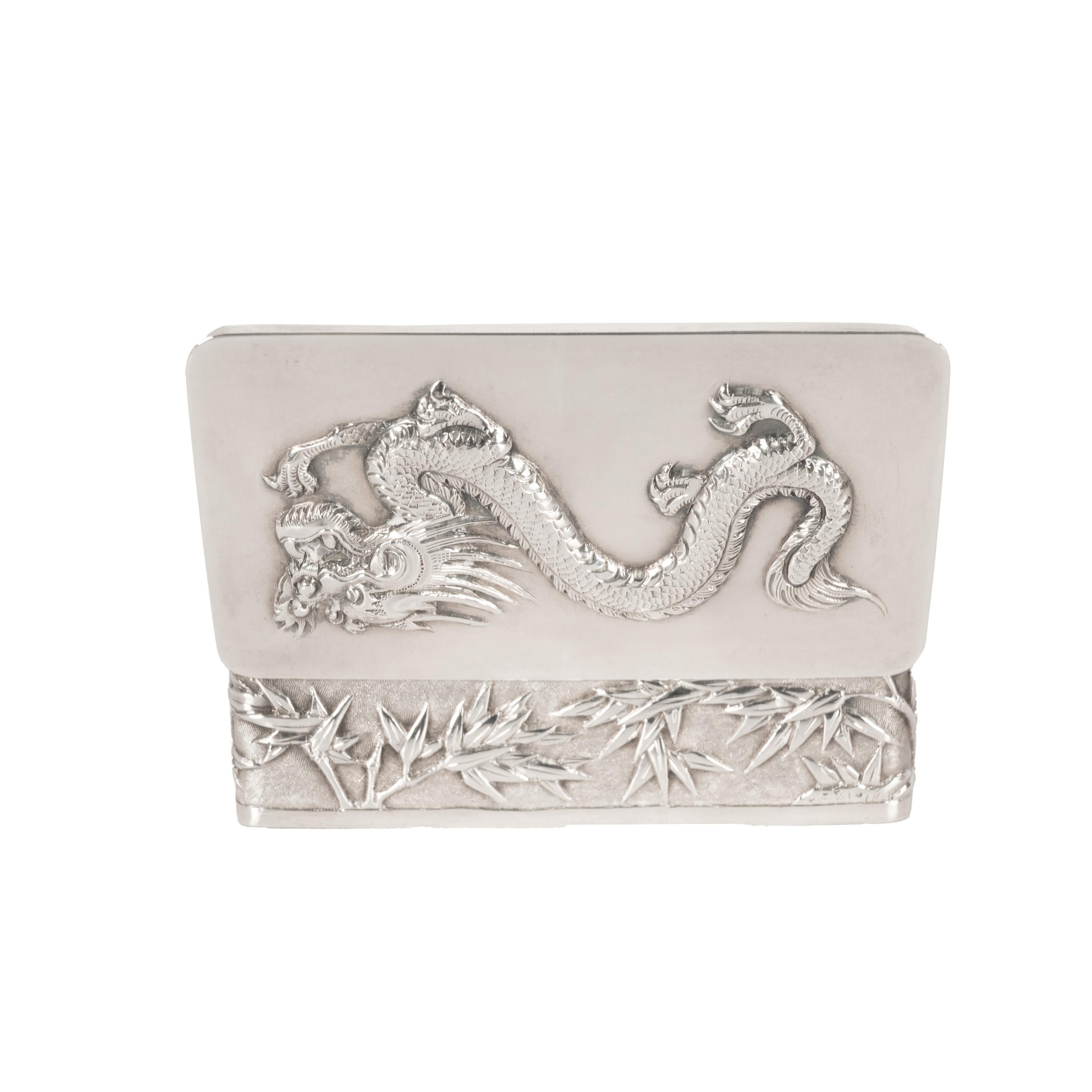 Antique Chinese Qing Dynasty Export Silver Gilt Dragon Snuff Box Wang Hing 1900 For Sale 8