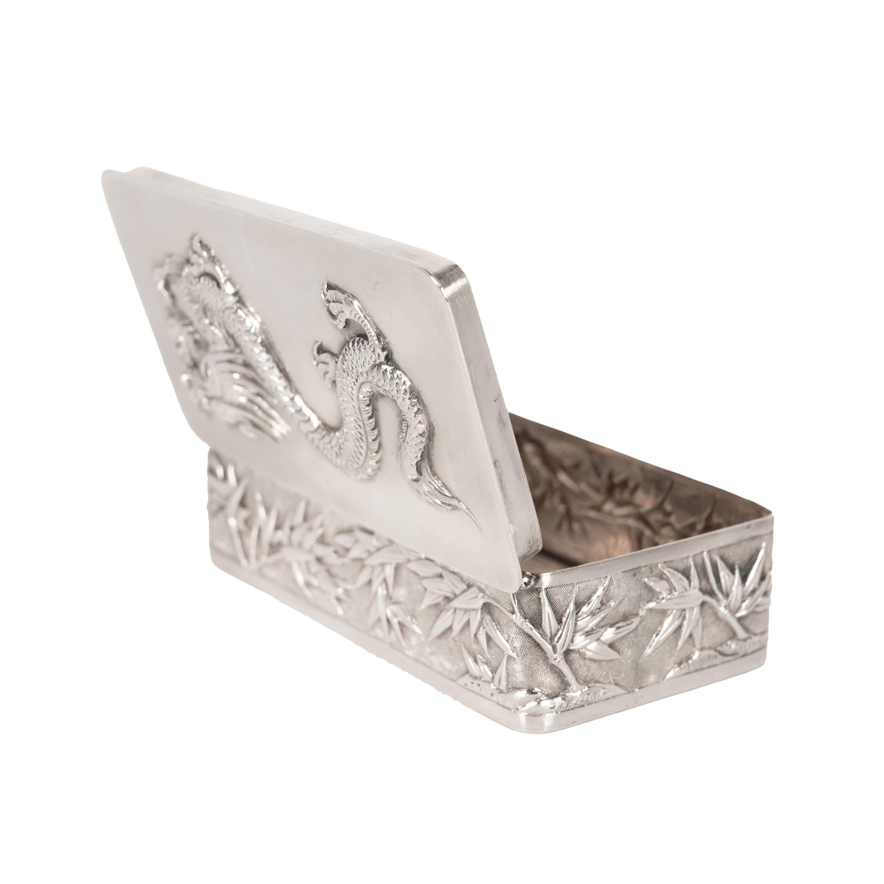 Antique Chinese Qing Dynasty Export Silver Gilt Dragon Snuff Box Wang Hing 1900 For Sale 9