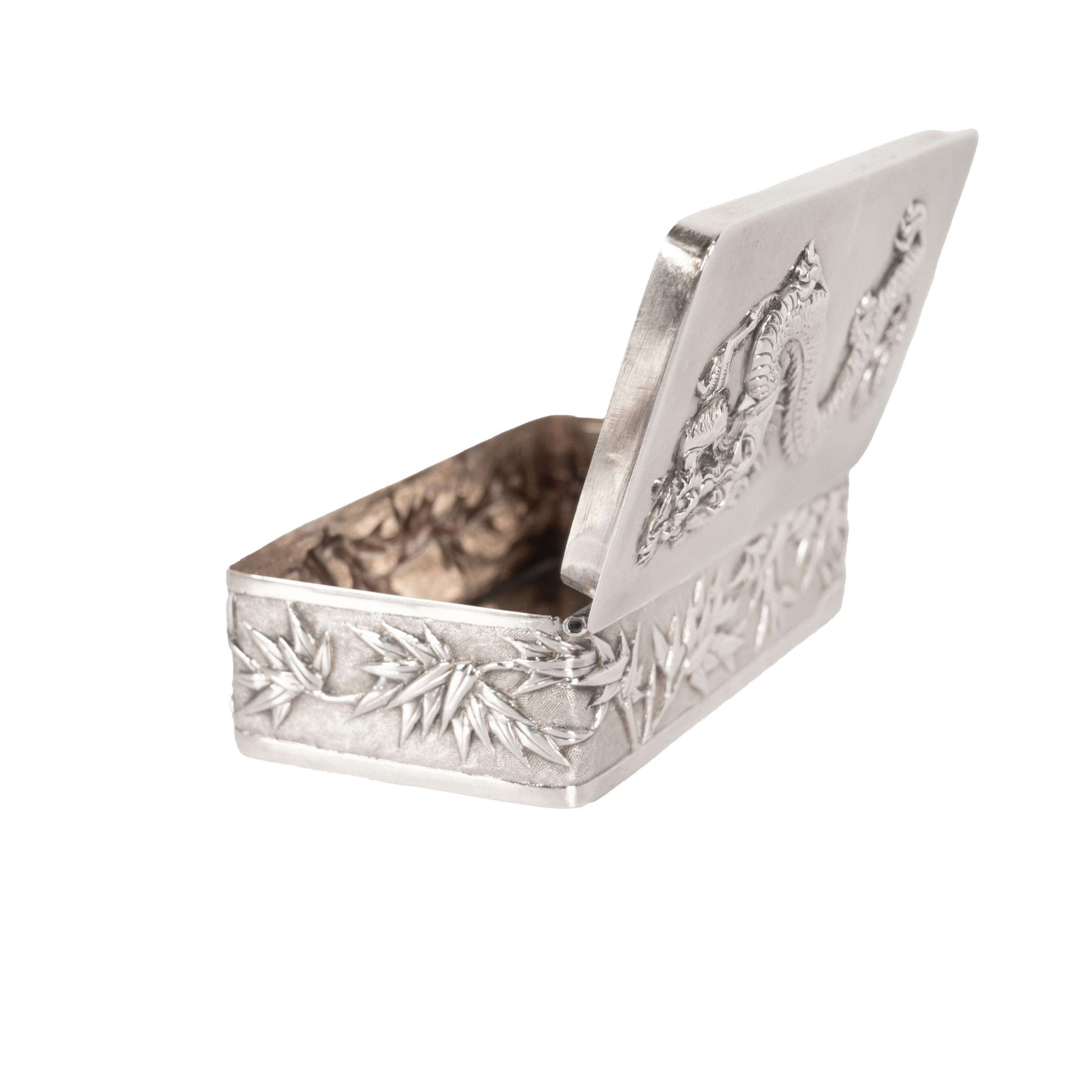 Antique Chinese Qing Dynasty Export Silver Gilt Dragon Snuff Box Wang Hing 1900 For Sale 10