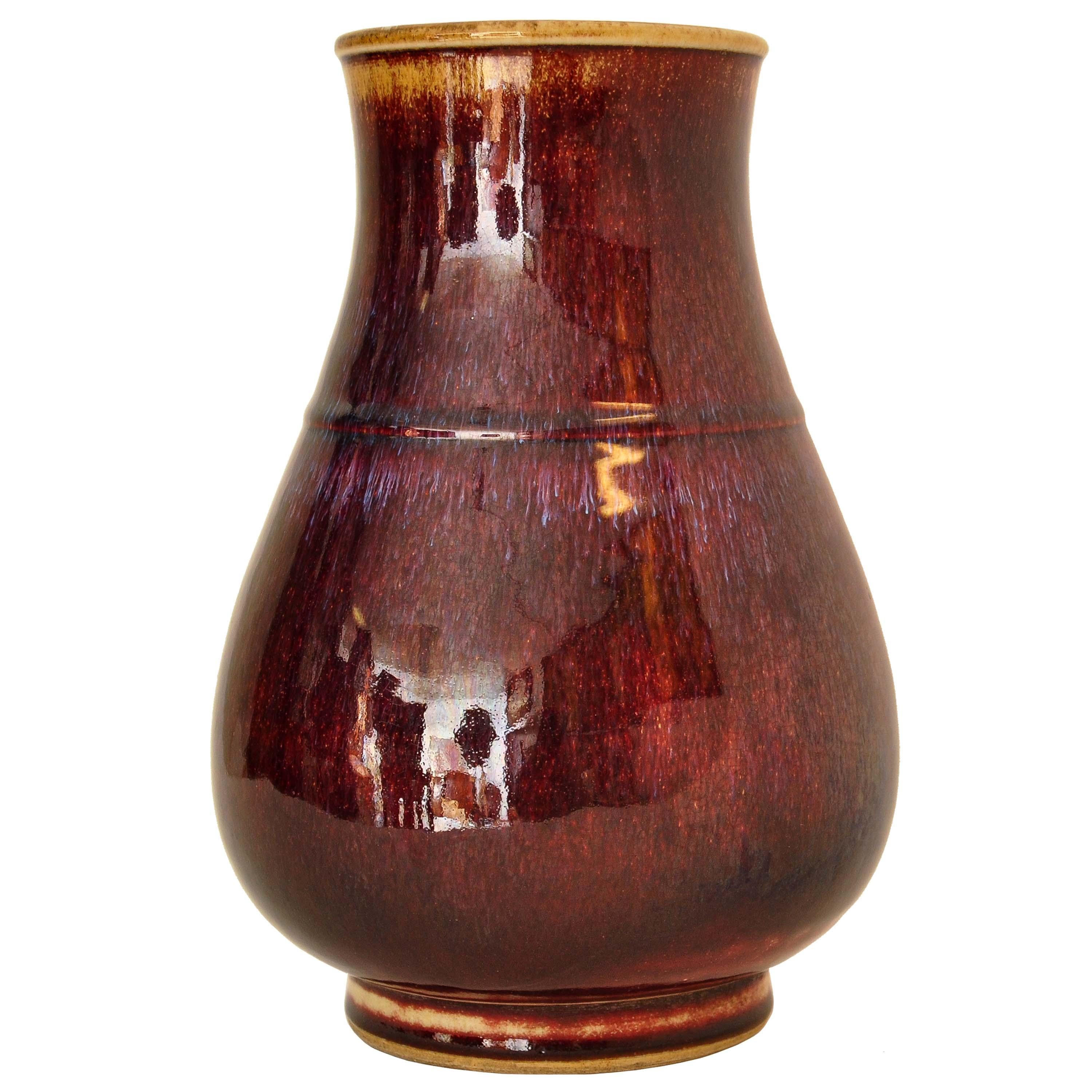 Antike chinesische Qing Dynasty Flambe-Glasur Hu Porzellan Vase, 1850 (Qing-Dynastie) im Angebot