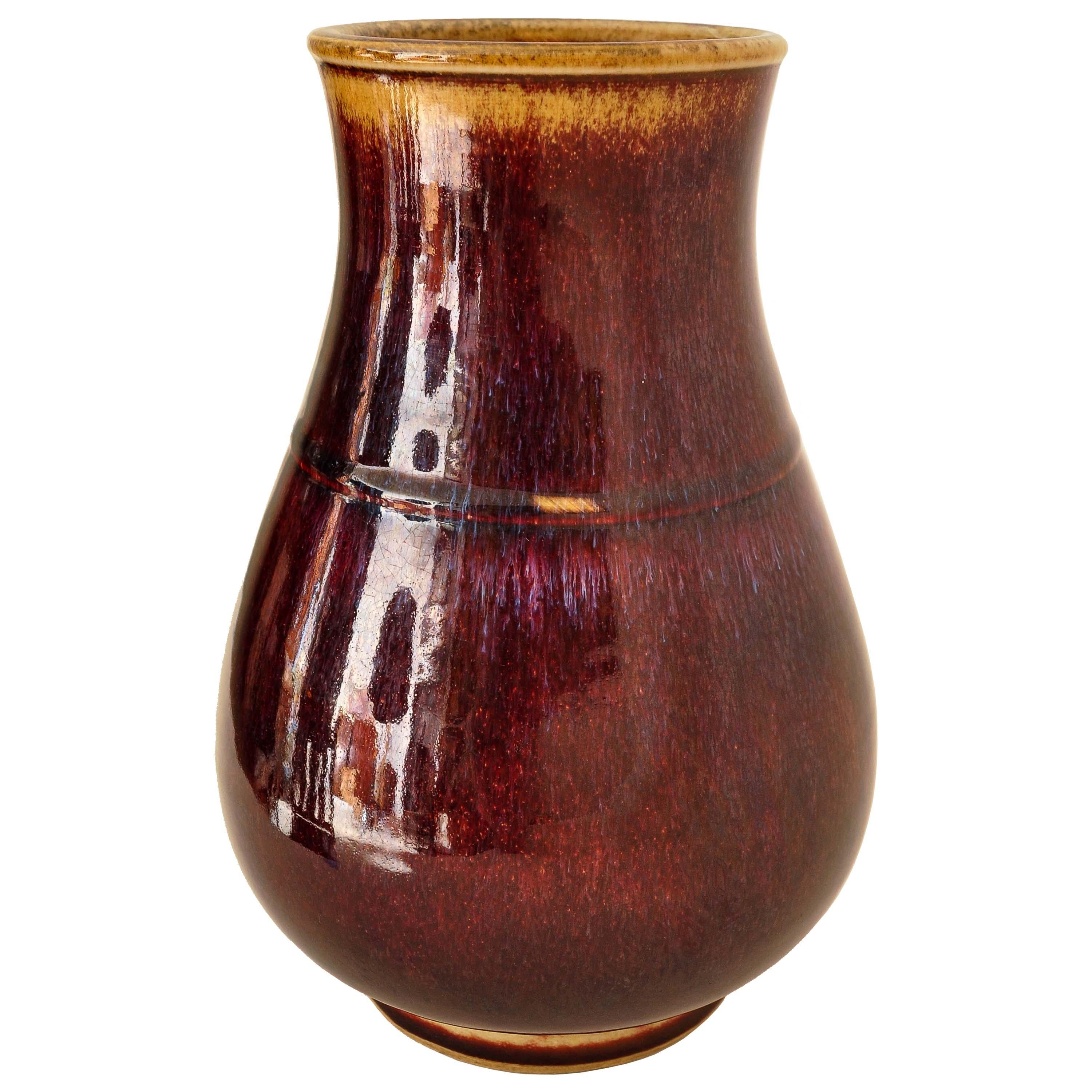 Antike chinesische Qing Dynasty Flambe-Glasur Hu Porzellan Vase, 1850 (Chinesisch) im Angebot