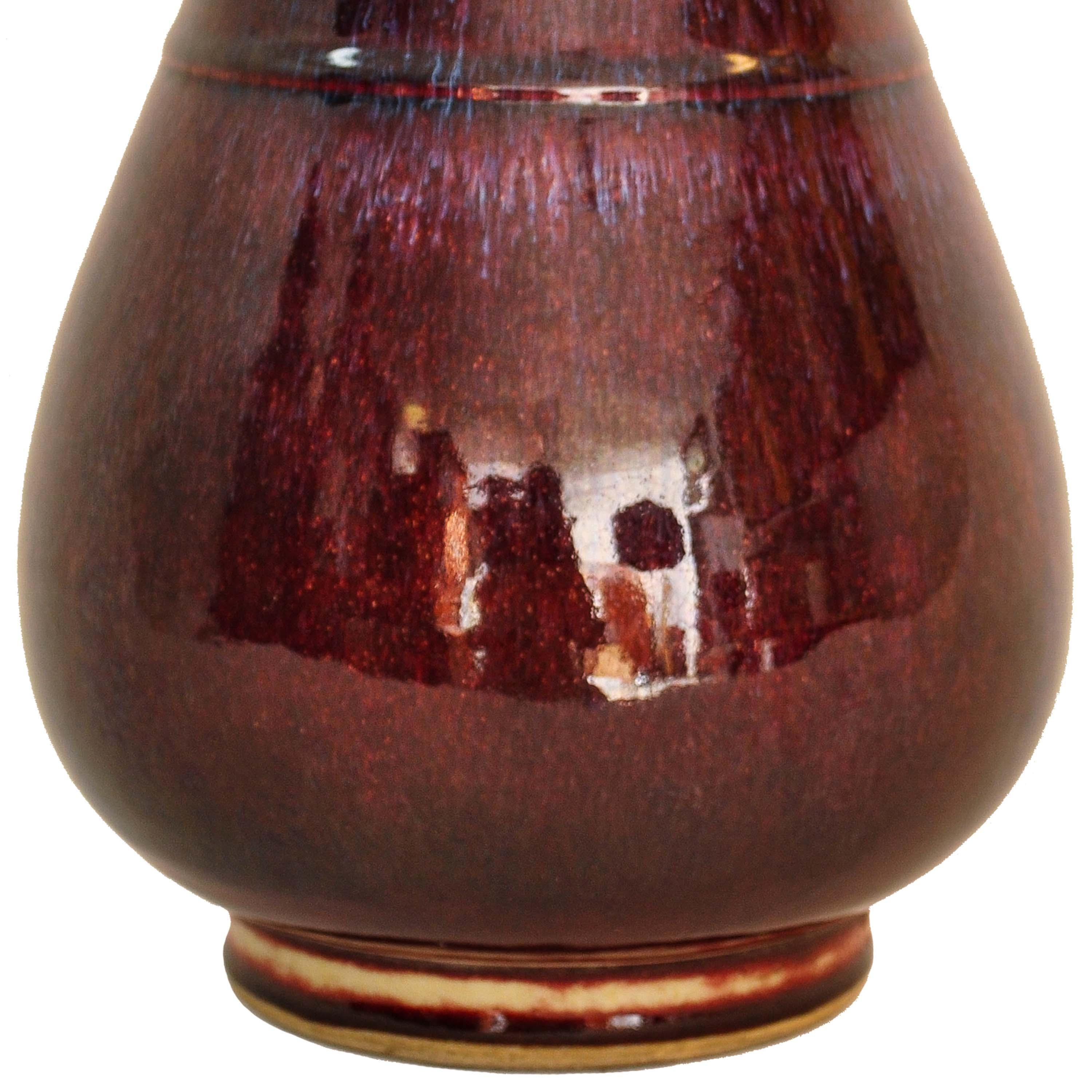 Antique Chinese Qing Dynasty Flambe-Glazed Hu Porcelain Vase, 1850 For Sale 3