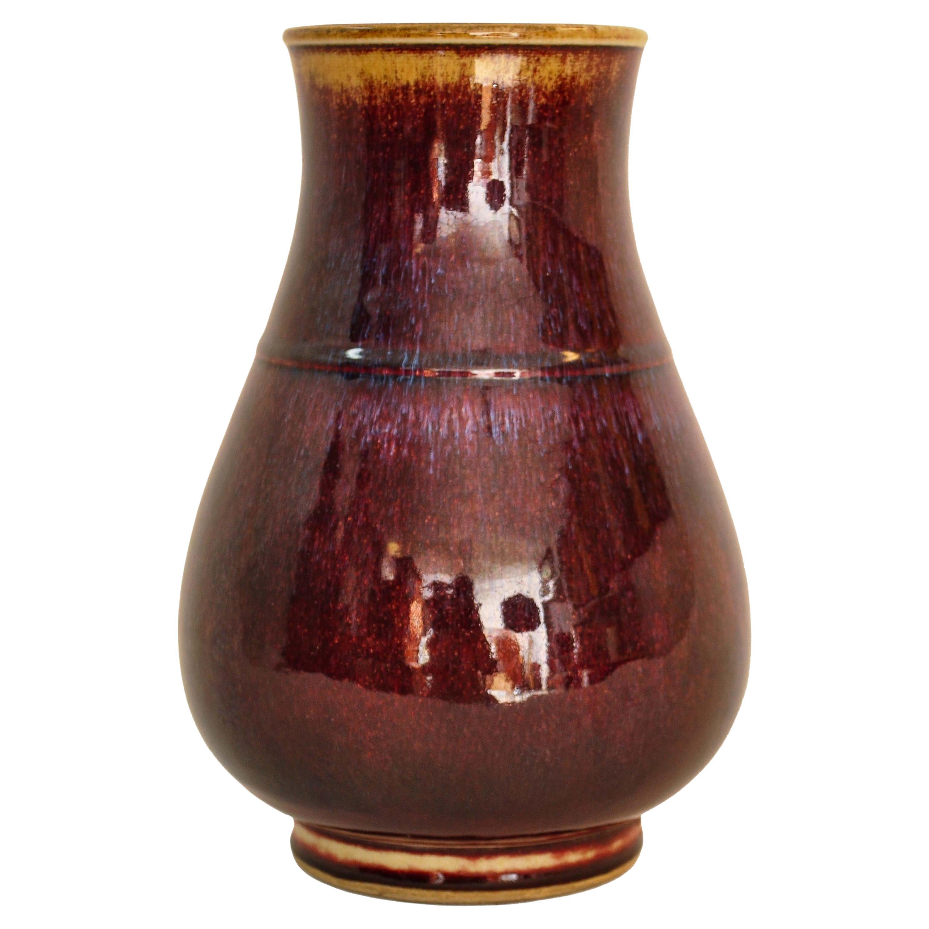 Antique Chinese Qing Dynasty Flambe-Glazed Hu Porcelain Vase, 1850 For Sale