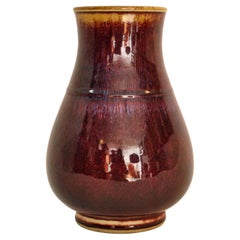 Antique Chinese Qing Dynasty Flambe-Glazed Hu Porcelain Vase, 1850