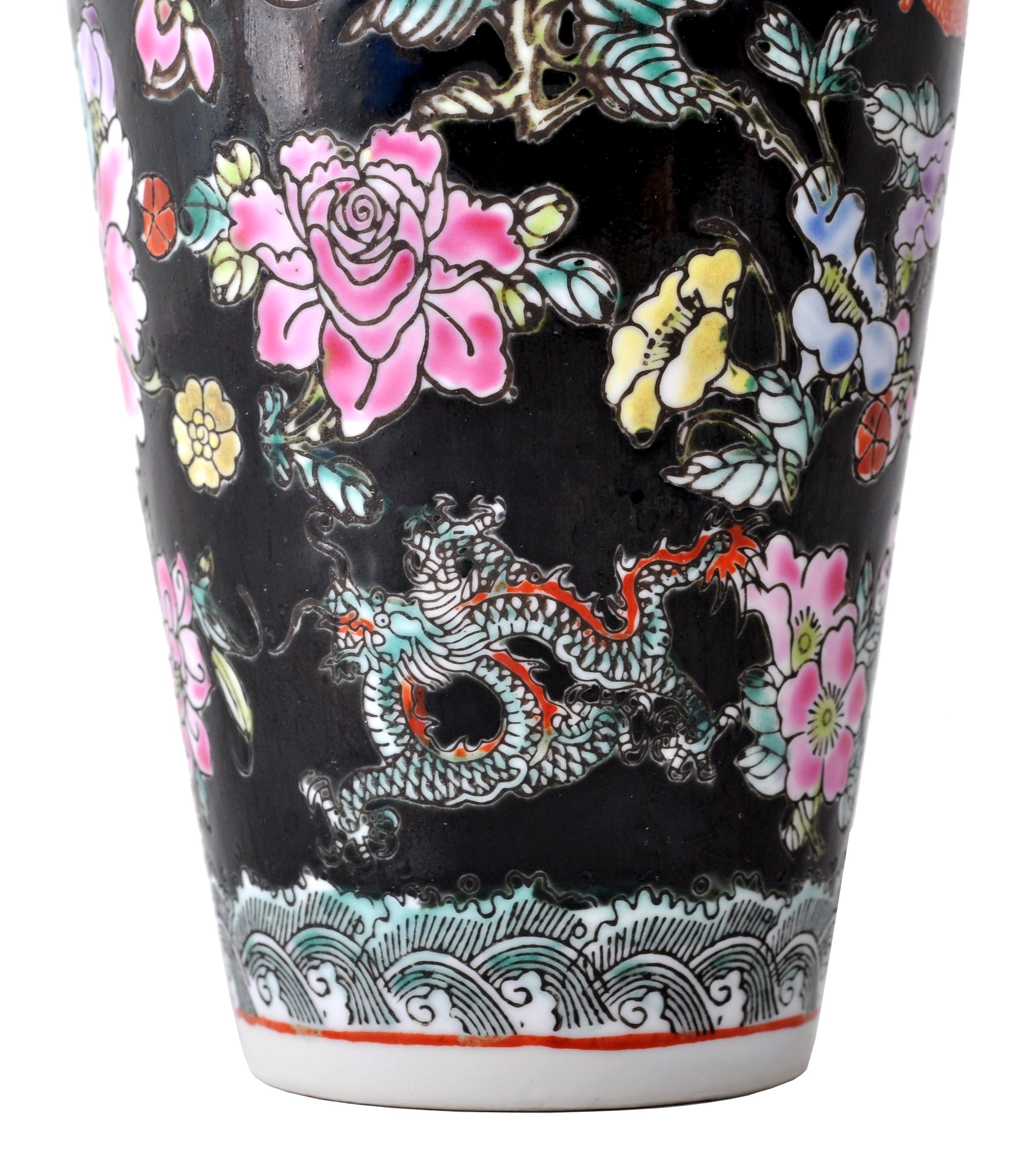 Antique Chinese Qing Dynasty Imperial Famille Noir Porcelain Vase, circa 1890 1