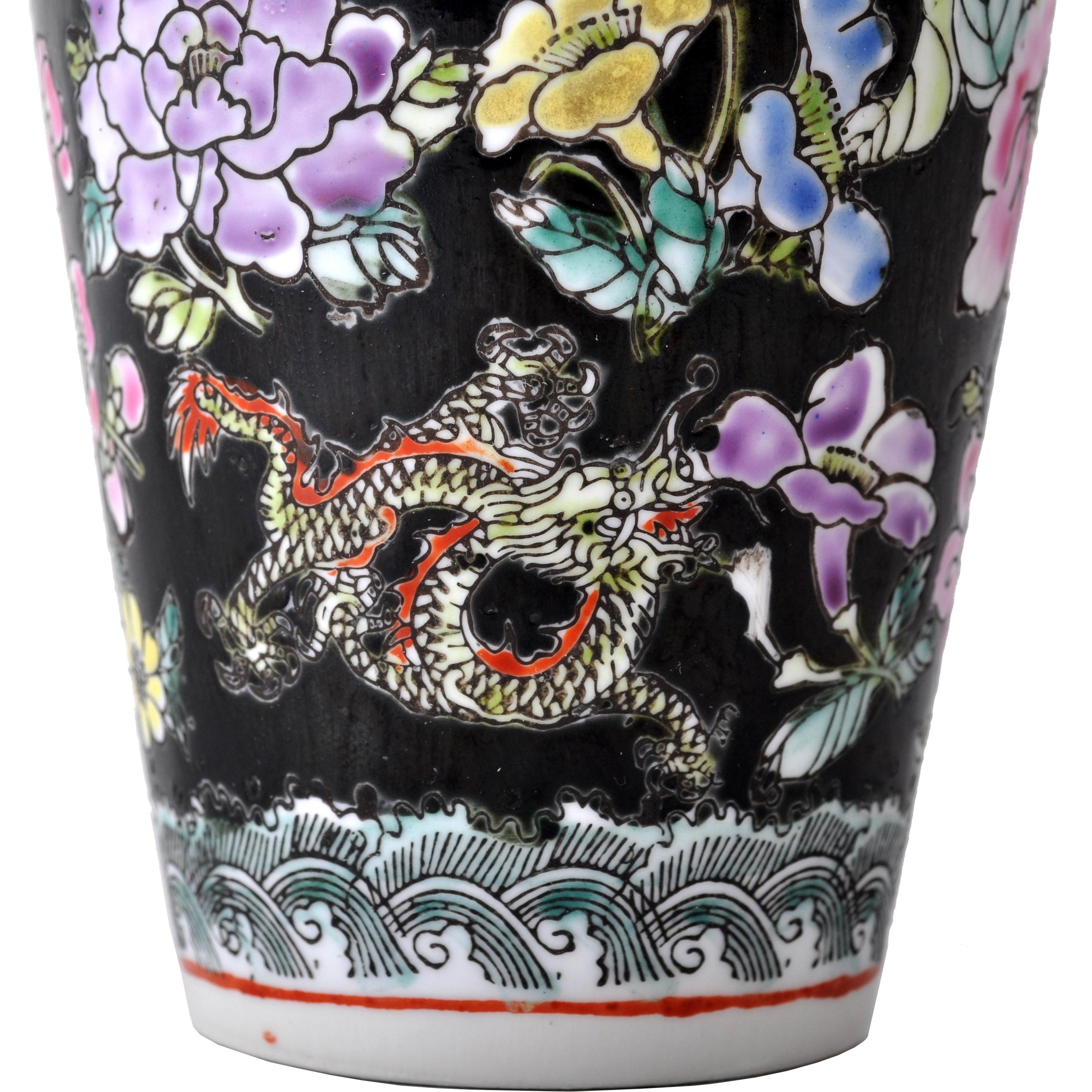 Antique Chinese Qing Dynasty Imperial Famille Noir Porcelain Vase, circa 1890 2