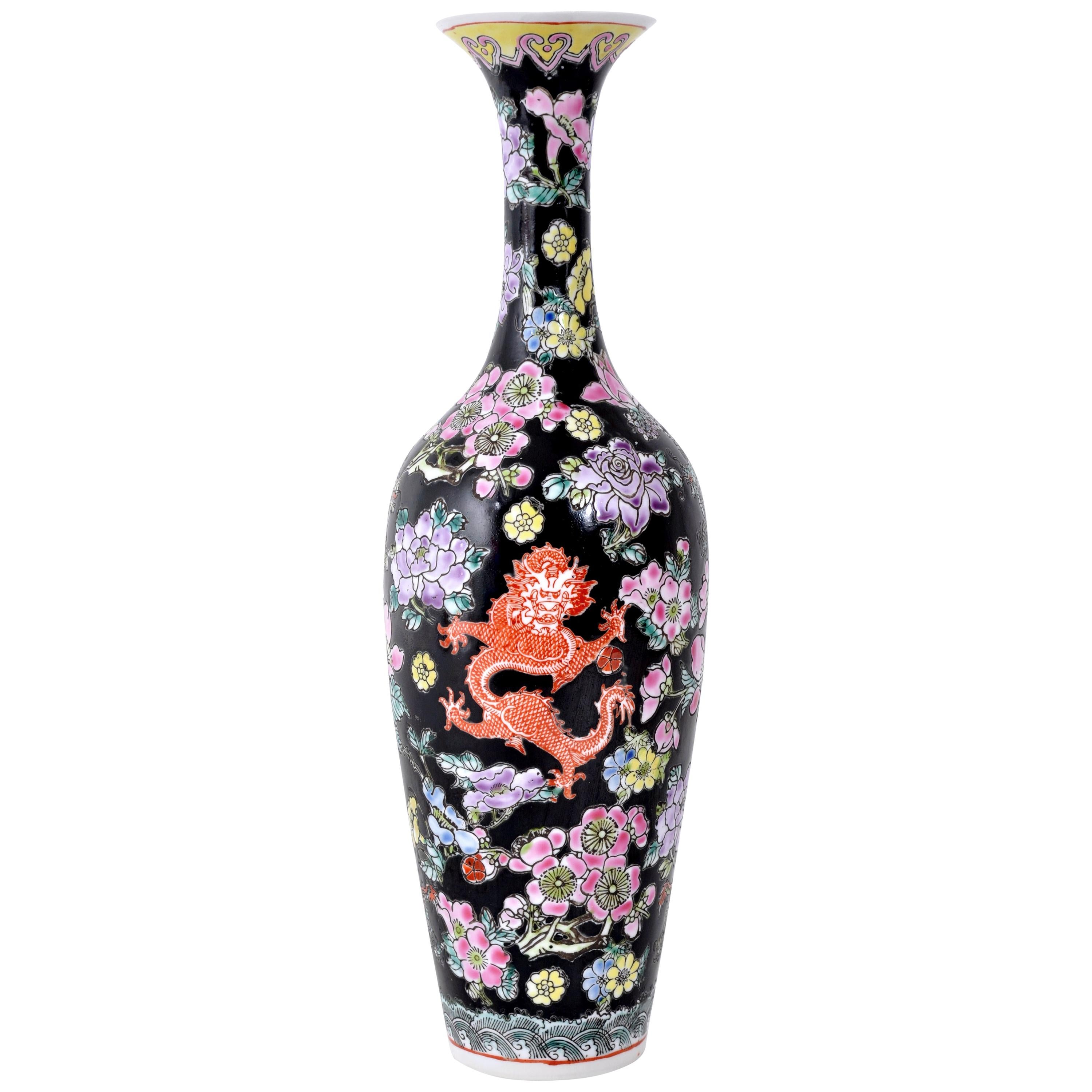 Antique Chinese Qing Dynasty Imperial Famille Noir Porcelain Vase, circa  1890 For Sale at 1stDibs | famille noire vase, qing dynasty vases, noir vase
