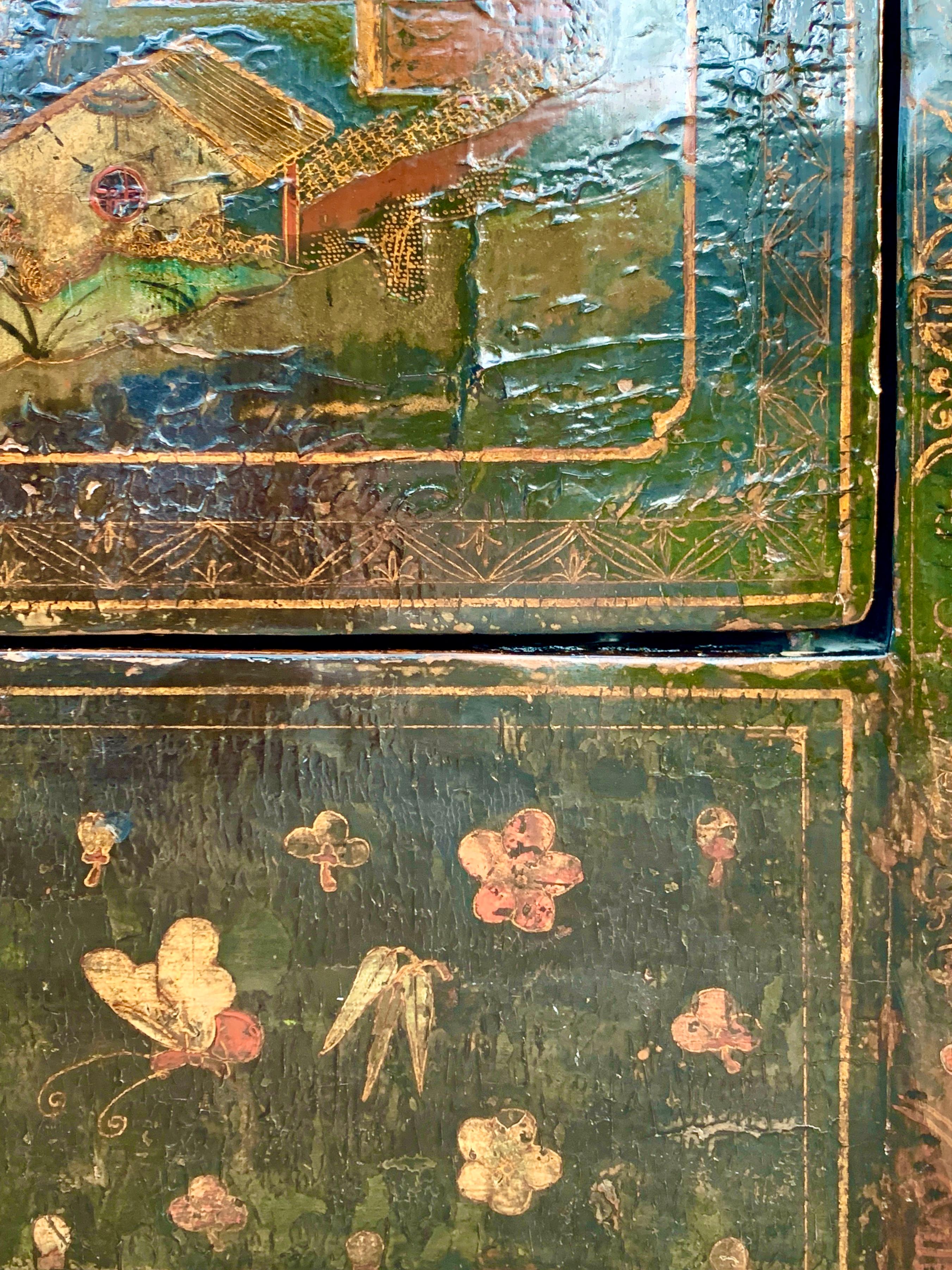 Antique Chinese Qing Dynasty Shanxi Painted Lacquer Cabinet, 19th Century For Sale 5