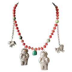 Rare Antique Qing Dynasty Chinese Ethnic Minority silver Coral necklace