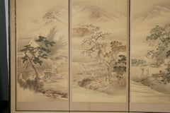 Antique Chinese Qing dynasty Style 3 Panel Folding Screen With Ink Painting