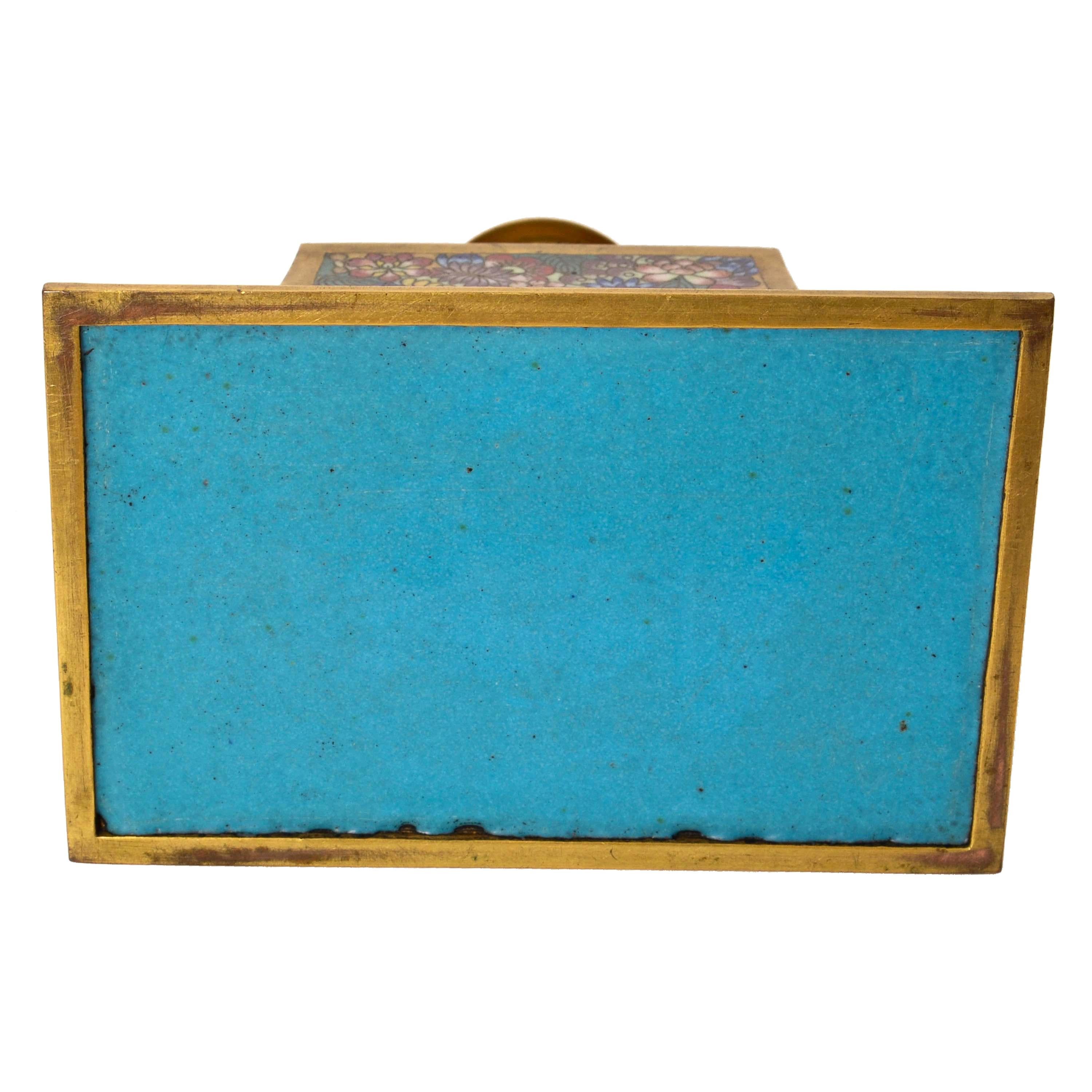 Antique Chinese Qing Enamel Mille Fleur Cloisonné Desk Writing Set Inkwell, 1900 3