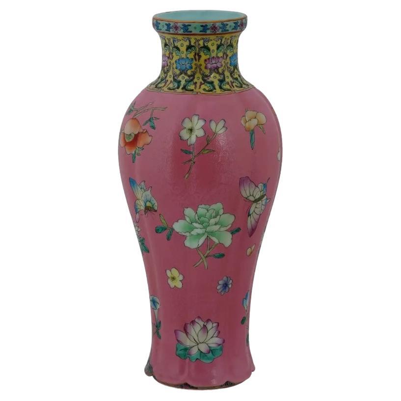 Antique Chinese Qing Famille Rose Porcelain Vase For Sale