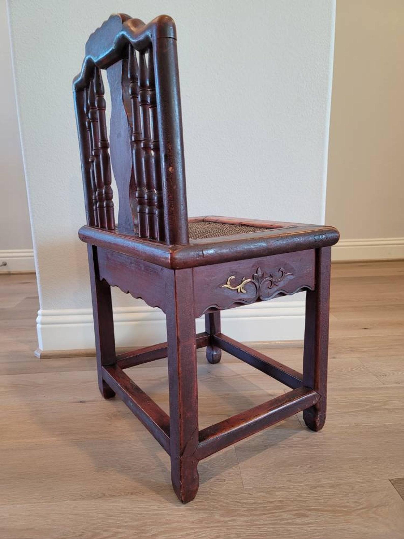 Antique Chinese Qing Hongmu Wood Wedding Low Chair For Sale 3