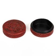 Antique Chinese Qing Red Cinnabar Lacquer Lidded Box 19th Century