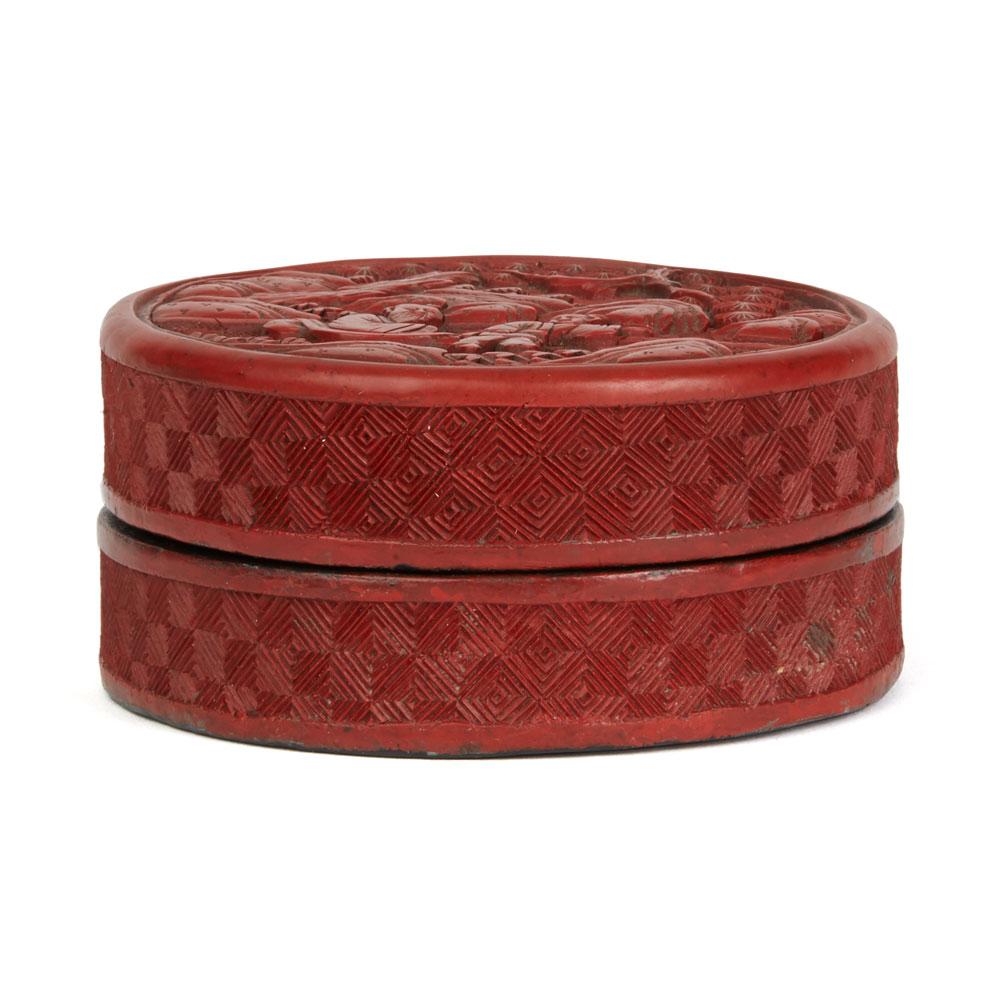 Antique Chinese Qing Red Cinnabar Lacquer Lidded Box 19th Century 3